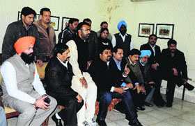 BJP councillors address mediapersons in Amritsar on Saturday.