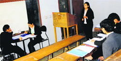 Students take part in the international law moot court competition at the Department of Law in Panjab University, Chandigarh, on Saturday. Tribune Photo: S Chandan