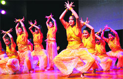 Students present a cultural item at Tagore Theatre in Sector 18, Chandigarh, on Saturday.