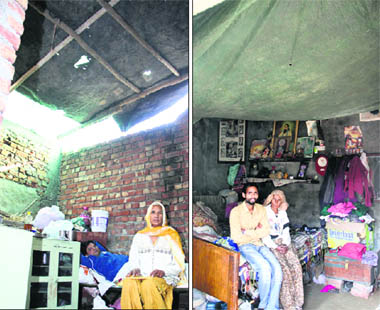 Families living under roofless houses at the Kot Ram Das colony in Jalandhar.