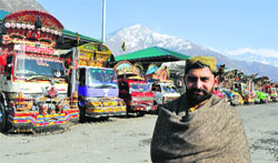 A Pakistani driver at the Trade Facilitation Centre in Salamabad, Uri, on Saturday. Tribune Photo: Amin War