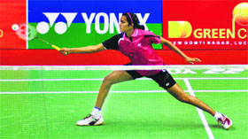 PV Sindhu in action on Saturday.