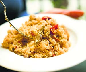 A quinoa risotto;  it contains three times more iron than wheat and five times more than rice