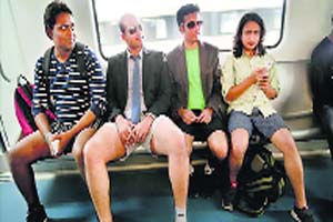 Passengers on a metro in Bangalore