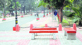 The new pavements laid by the MC on the premises of the historic Ram Bagh palace in Amritsar.