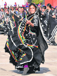 Students present a dance at Sector 17, Chandigarh, on Sunday.