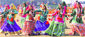 Girls perform during the celebrations at a government college, Phase VI, Mohali.