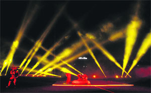 A laser show marks the beginning of Hockey India League in Mohali. 