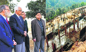 Governor NN Vohra visit the site of the Central University of Jammu at Bagla village in Samba on Monday.