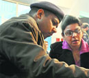 DCP Harsh Bansal takes down a complaint. Tribune photo: Himanshu Mahajan