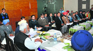 Health Minister Surjit Kumar Jyani covenes a meeting of doctors and food & drug inspectors at the Civil Lines Club in Bathinda on Tuesday.