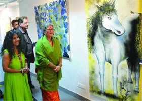 NCW Chairperson Mamta Sharma after the inauguration of Rainbow Group Exhibition at Aritizen Gallery in New Delhi on Tuesday