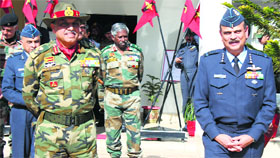 Army and Air Force officers during a meeting at the Northern Command headquarters in Udhampur.