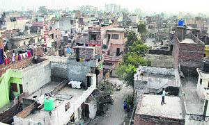 A view of illegal constructions at Bhargo Camp in Jalandhar that are set to be regularised.