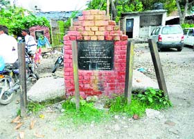 The foundation stone laid by the then Chief Minister Shanta Kumar on November 28, 1992, for a project at the Tehsil Chowk in Kangra town