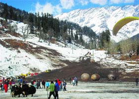 Ski slopes in the Solang valley wear a deserted look