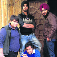 Jalandhar-based youngsters who launched the Sufi music album. A tribune photograph