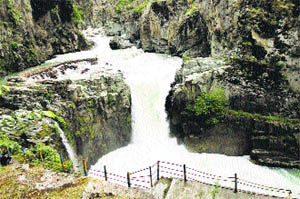 A file photograph of the Aharbal Waterfalls in south Kashmir. The Kounsar Naag Yatra will commence from Aharbal on July 31.