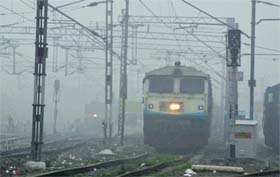 Most of the trains are running behind schedule due to fog