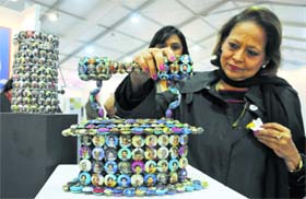 Art lovers at the preview of Art Fair in New Delhi on Thursday