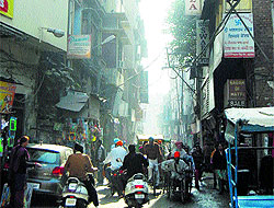 A view of the hotels near the Golden Temple in Amritsar