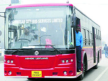 The new city bus found with its digital display board out of order in Amritsar on Friday