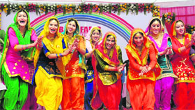 Girls perform gidda during the annual fest Vibgyor-14 at the Baba Farid Group of Institutions in Bathinda on Friday.