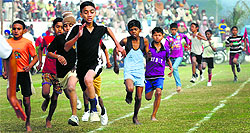 Young enthusiasts taking part in a race on Friday