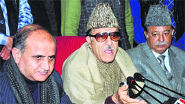 Jammu and Kashmir Pradesh Congress Committee chief Saifuddin Soz addresses mediapersons in Jammu on Saturday. 