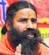Baba Ramdev addresses mediapersons in Jammu on Saturday.