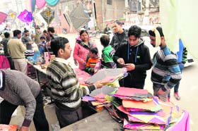 Spring is in the air: With the festival of Basant just two days away, shopkeepers in the city are busy selling kites