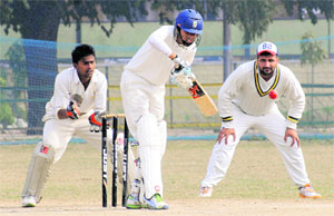 A match in progress at the MCA grounds in Mohali on Sunday.