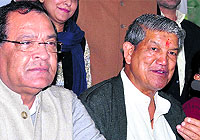 Chief Minister Harish Rawat addresses a press conference at Congress Bhavan in Dehrdaun on Sunday