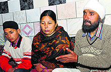 Kanwaljeet Singh, a victim of the 1984 riots, addresses mediapersons in Karnal