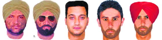 The sketches of the accused released by the police in Patiala on Sunday