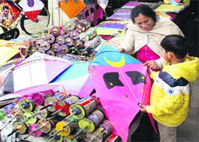 Goodbye winter: A day ahead of Basant Panchami, a boy purchases kites in Jalandhar on Monday