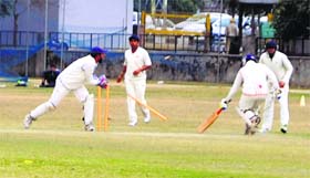 The match between Ludhiana and Ropar in progress at the PAU in Ludhiana on Monday