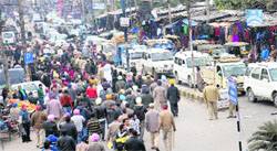 Teachers hold peace march in support of their demands in Jalandhar on Tuesday. Tribune Photo: Malkiat Singh