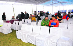 Empty chairs at the venue for the auction at Sector 9, Chandigarh, on Wednesday. Tribune Photo: S Chandan