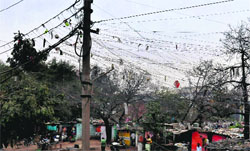 Kundi connections at Sanjay Gandhi Colony in Industrial Area, Phase 1, Chandigarh. Tribune photo: Pradeep Tewari