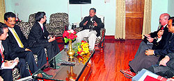 Chief Minister Harish Rawat at a meeting with the officials of Asian Development Bank in Dehradun on Wednesday