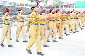 Girl cadets take part in an NCC camp at Pirnigaha in Una