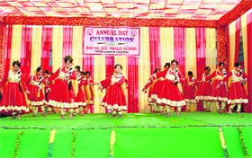 Students of DAV Public School, Dehra, present a cultural programme on Tuesday