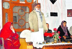 MP Rajan Sushant at Gharol village, near Dharamsala, on Tuesday night