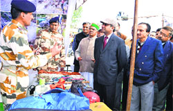 Una DC Abhishek Jain at an ITBP booth during the Bharat Nirman Public Information Campaign at Amb on Wednesday. Photo: Rajesh Sharma