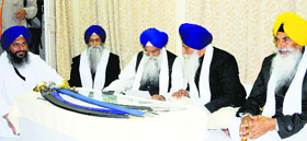 Sikh high priests at a meeting in Amritsar on Thursday.
