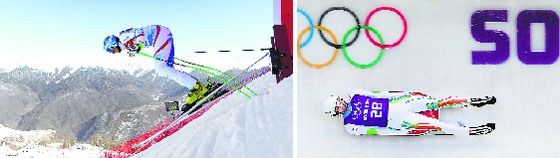 Nicole Hosp of Austria begins the womens alpine skiing downhill training event; and Indian Shiva Keshavan (rightw) practices during a Luge training session in Rosa Khutor on Thursday. Reuters, AFP