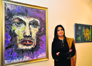 Tara Sharma poses with her  works