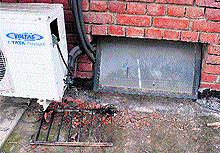 The ventilation glass of the bank located on the GNDU campus which the robbers tried to break