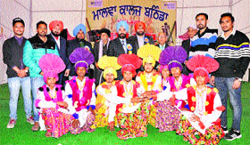 Members of the winning bhangra team at Kala Mela in Bathinda on Friday.